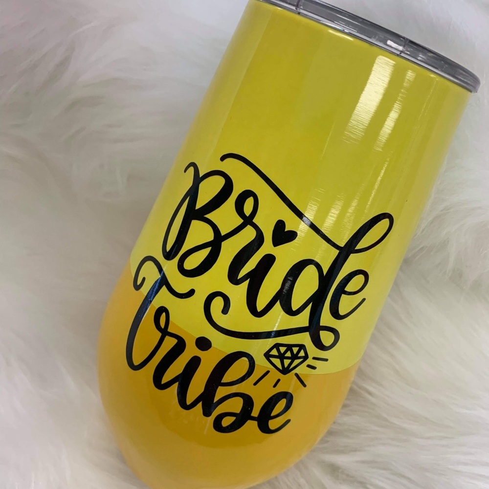 Bride Tribe 2 tone yellow metal wine tumbler